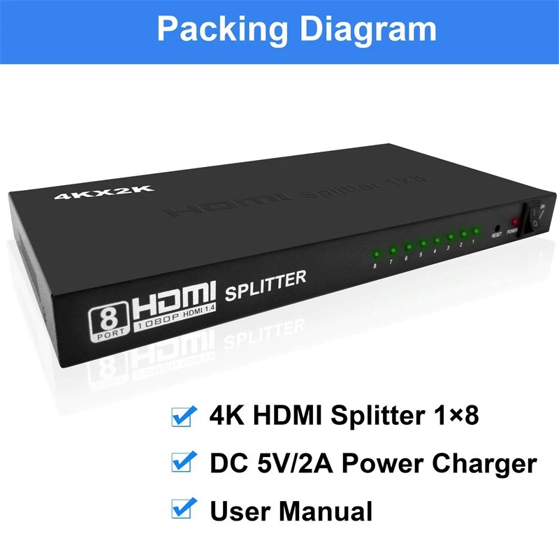 1 in 8 Out HD 2.0 Splitter high quality